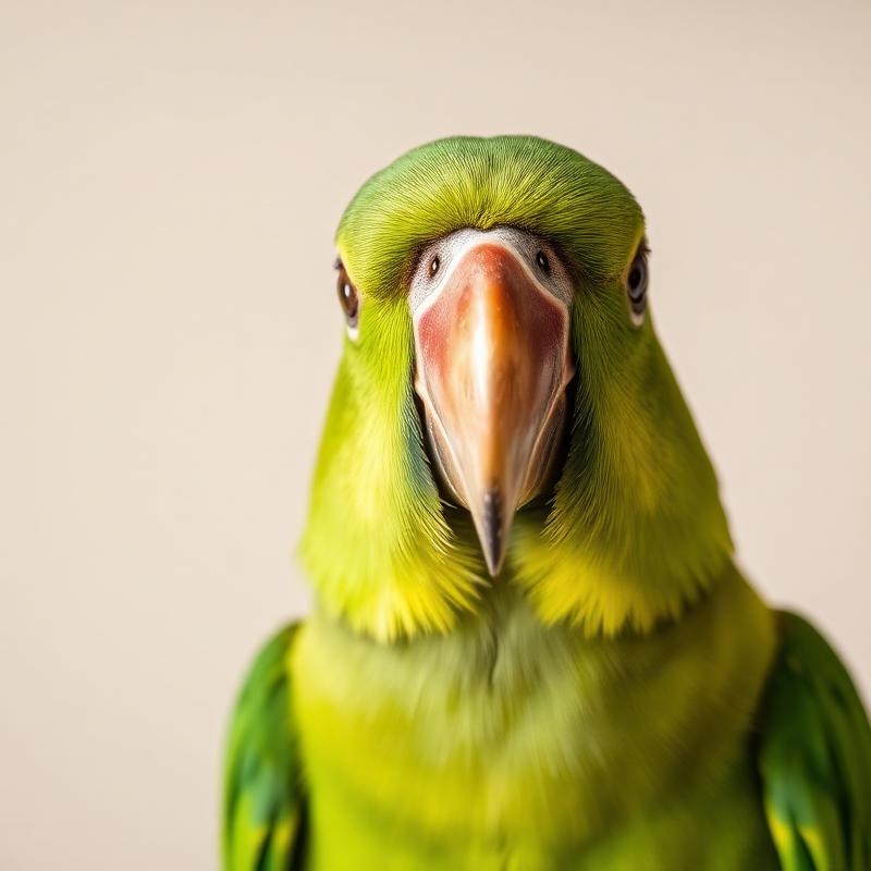 Loro verde mirando a la cámara